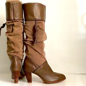 DINGO BROWN LEATHER AND SUEDE TALL BOOTS SIZE 8 NWOT‎